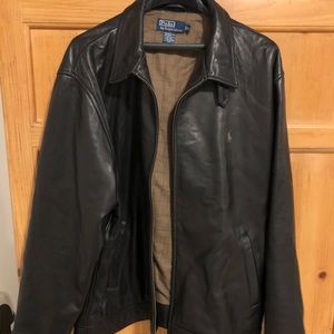 Mens XL leather Ralph Lauren coat